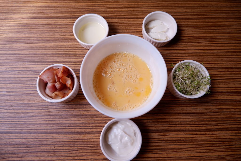prepare all the ingredients for keto breakfast crepe
