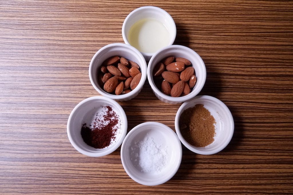 prepare all the ingredients for keto spicy roasted almonds