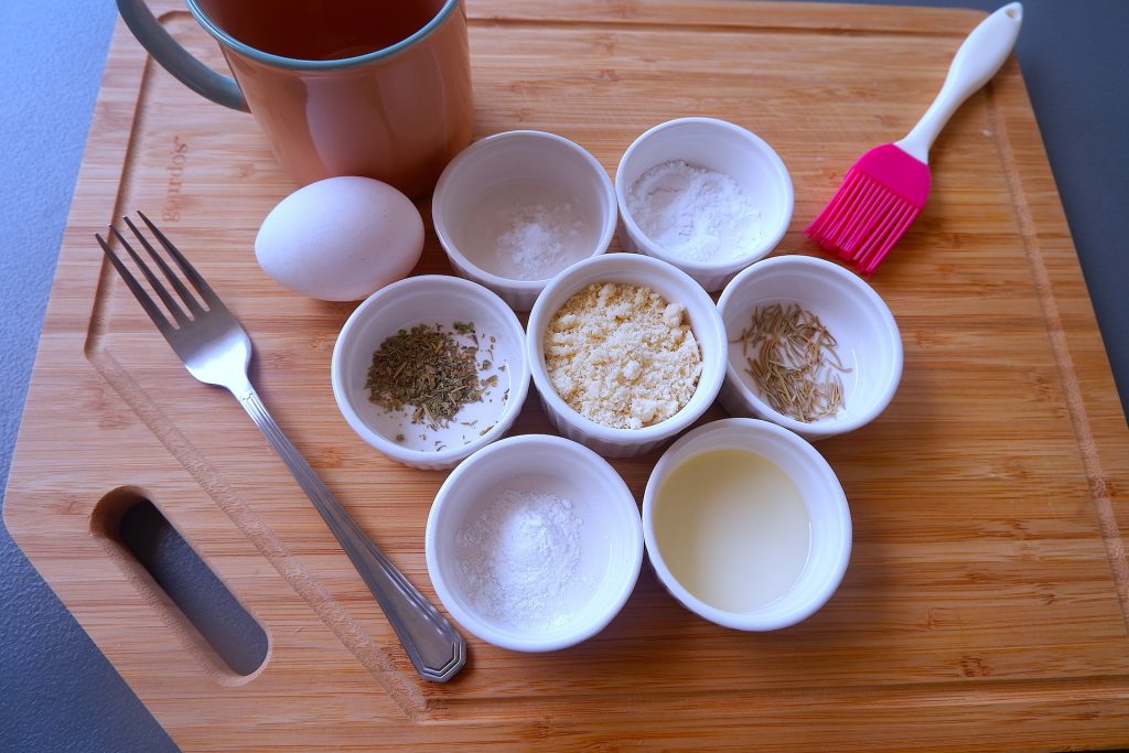 prepare all the ingredients needed for keto mug bread with herbs