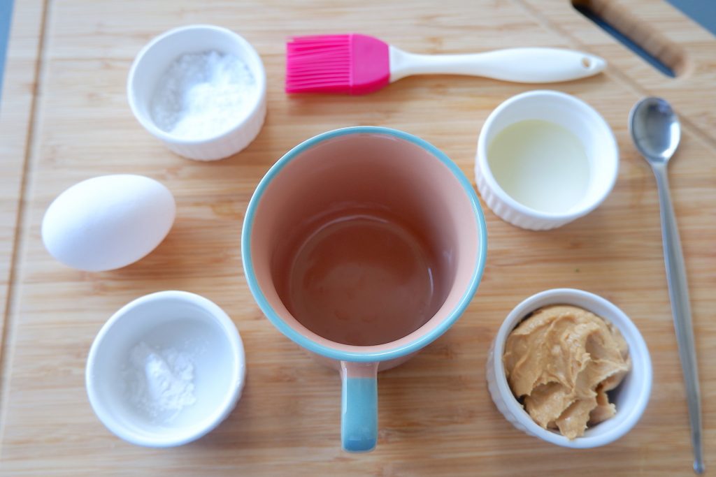 prepare all the ingredients for keto peanut butter mug bread