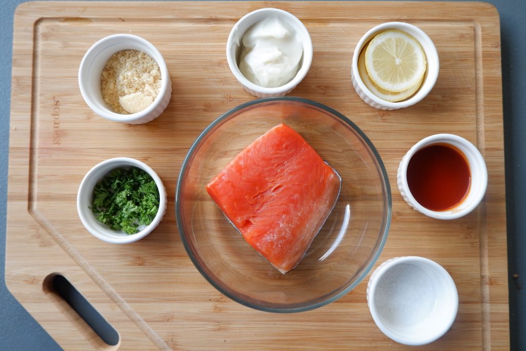 prepare all the ingredients needed for quick keto microwave salmon recipe