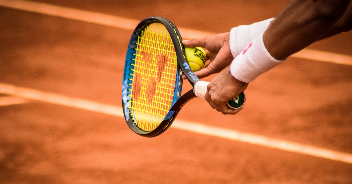 Playing tennis